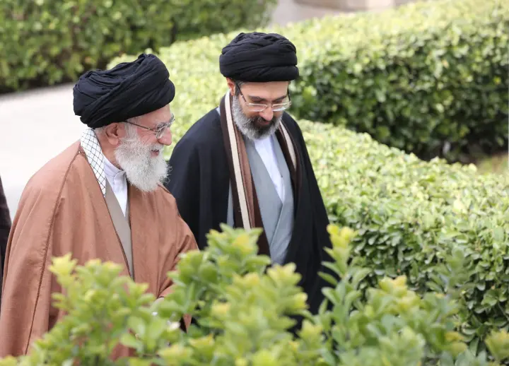Seyyed Mojtaba Hosseini Khamenei with Ayatollah Seyyed Ali Khamenei